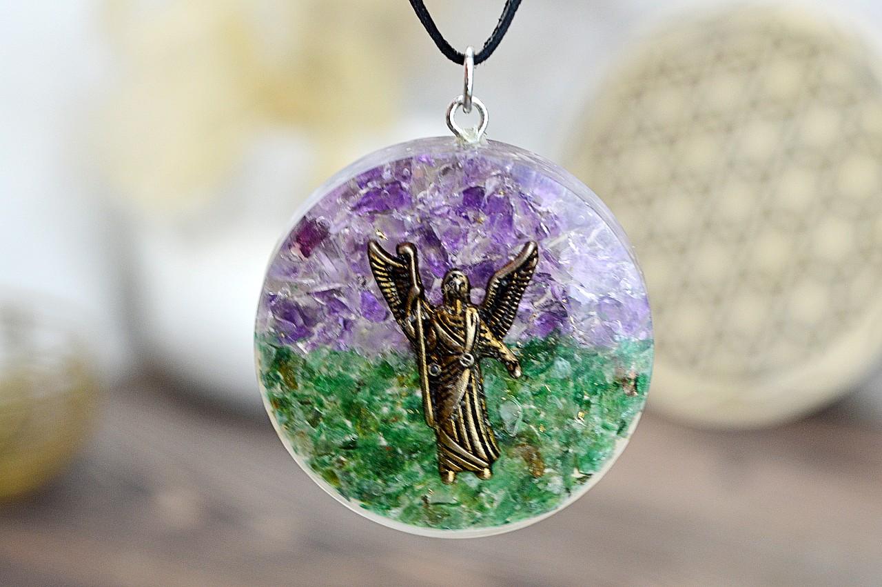 ORGONITOVÝ energetický OCHRANNÝ Amulet Archanjel RAFAEL +Ametyst + Avanturín