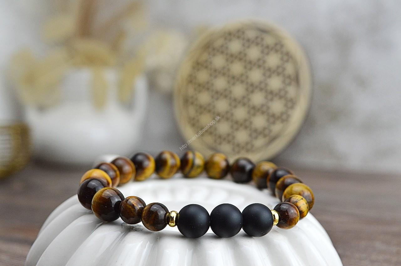 Náramok TIGRIE OKO + ČIERNY ÓNYX 10mm - Silná Ochrana, Eliminácia Stresu a Strachu