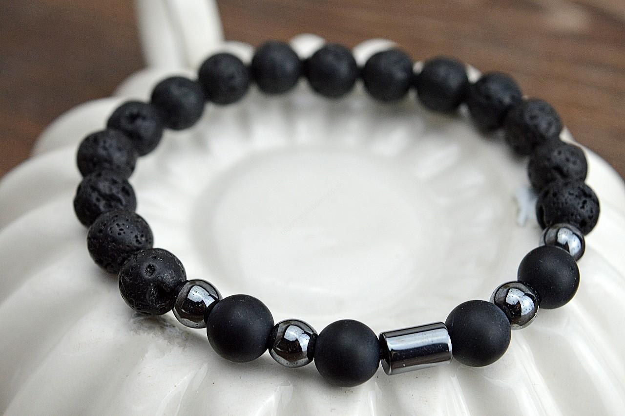 HEMATIT+ÓNYX+LÁVA - Veľmi silná Ochrana, Sebavedomie, Silné Uzemnenie, Sila, Šťastie