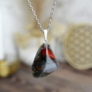 prívesok HELIOTROP + kožka – Sila, Odvaha, Očista, Uzemnenie, Spirituálna Komunikácia, Rozptýlenie Negativity