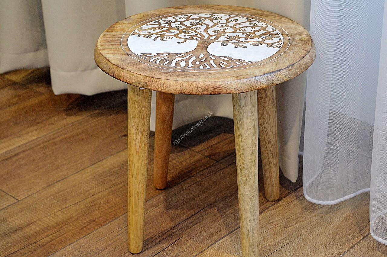 Príručný stolík vyrobený z masívneho Mangovníkového dreva - STROM ŽIVOTA