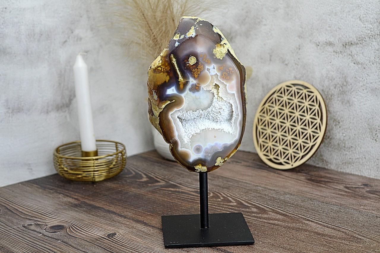 ACHATOVÁ Geóda na stojane #4 1,55kg -Duchovný rast, Emocionálna úľava, Odvaha, Harmónia AAA Kvalita