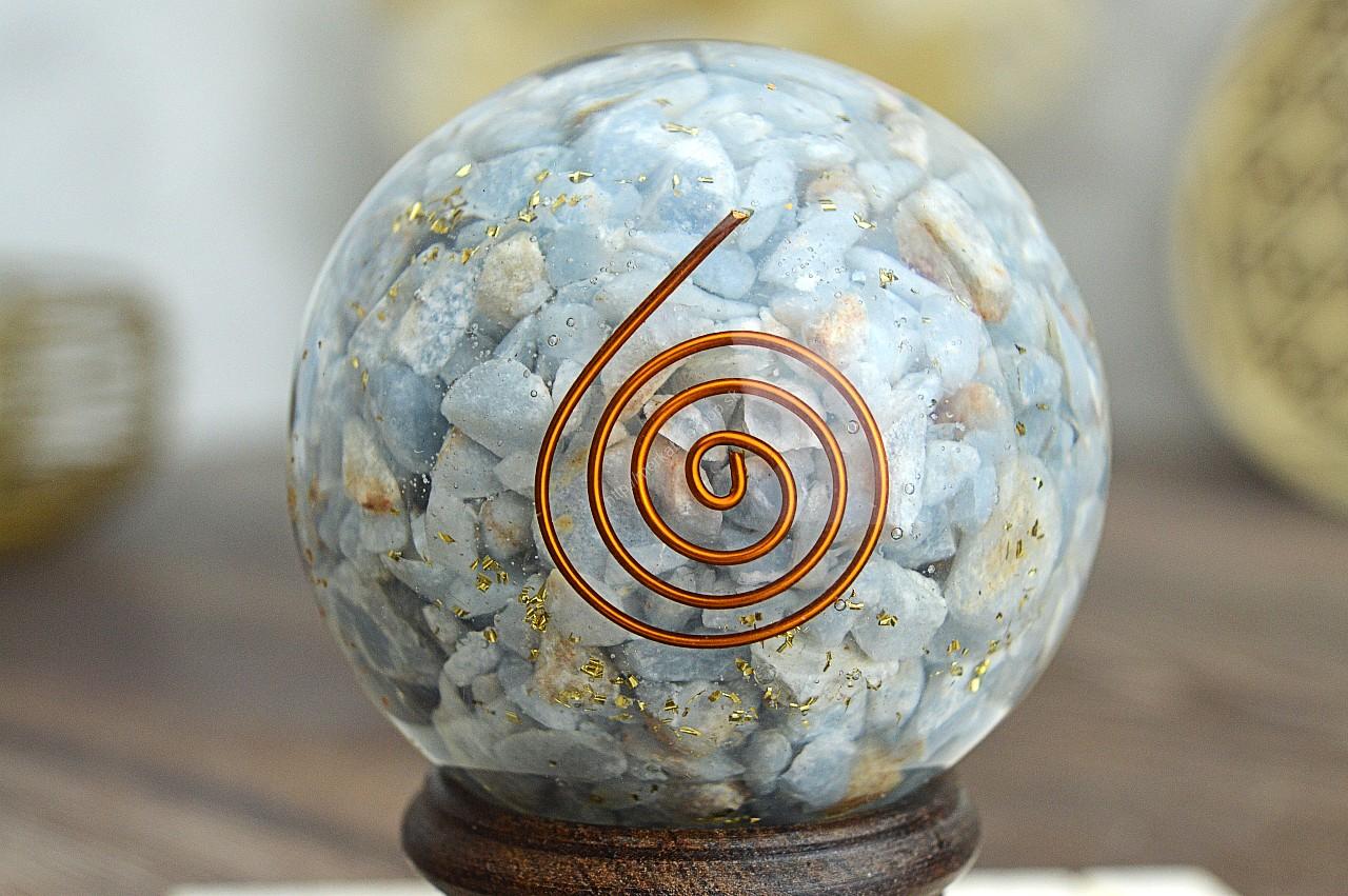 Orgonitová Guľa/ žiarič ANGELIT s Medenou špirálou a Anjelskými Krídlami