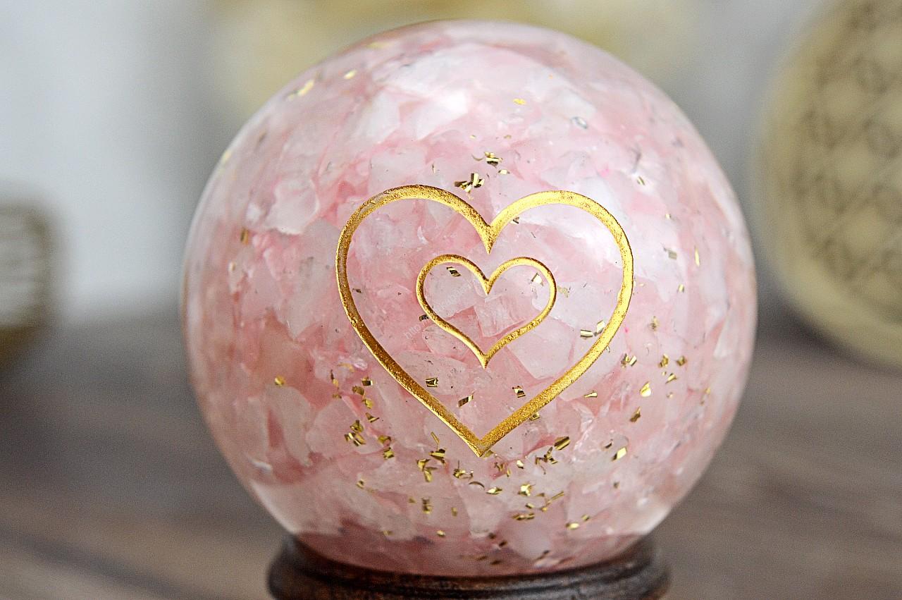 Orgonitová Guľa/ žiarič RUŽENÍN s Medenou špirálou a Srdcom – Obrázok 2