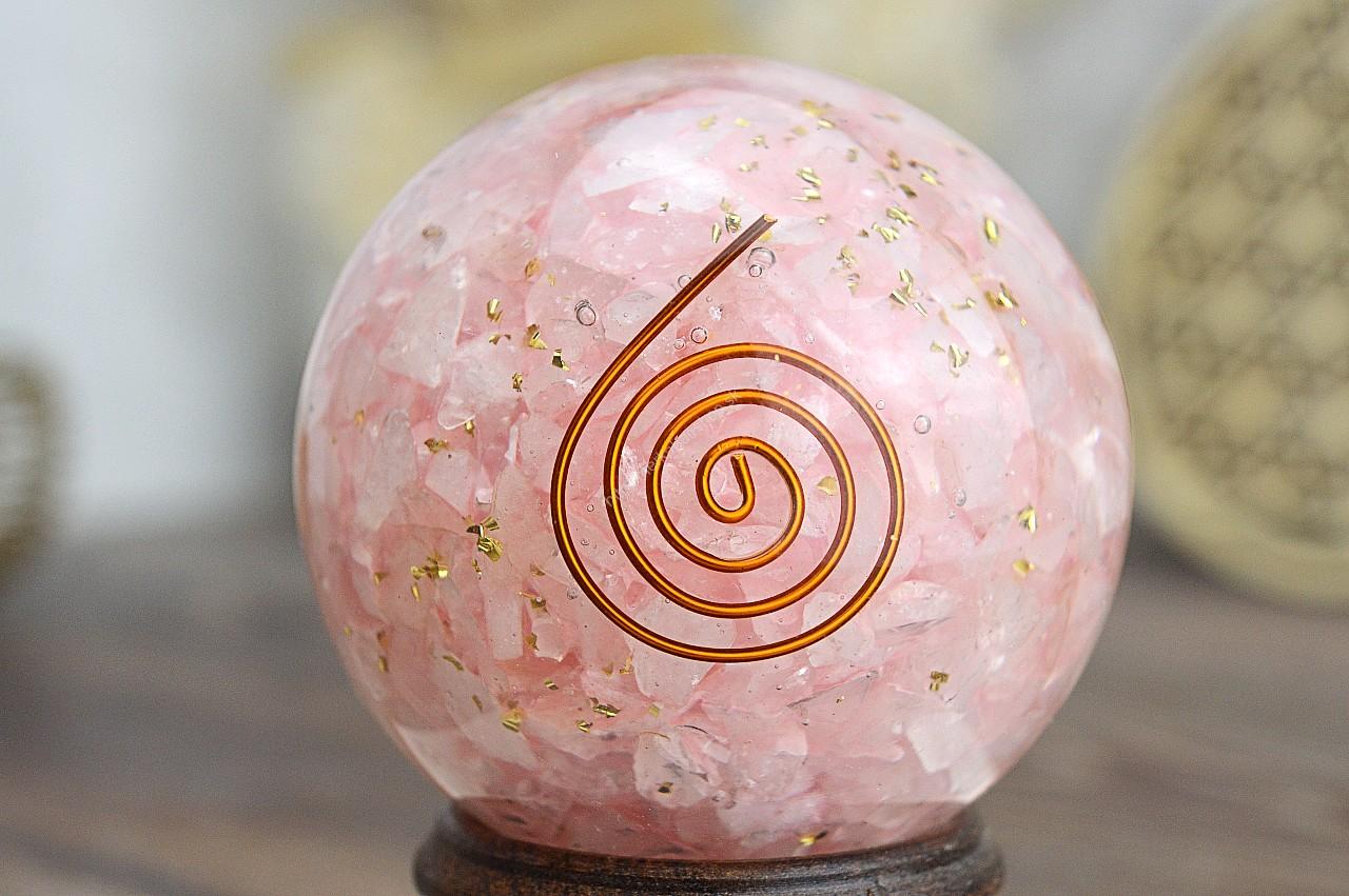 Orgonitová Guľa/ žiarič RUŽENÍN s Medenou špirálou a Srdcom