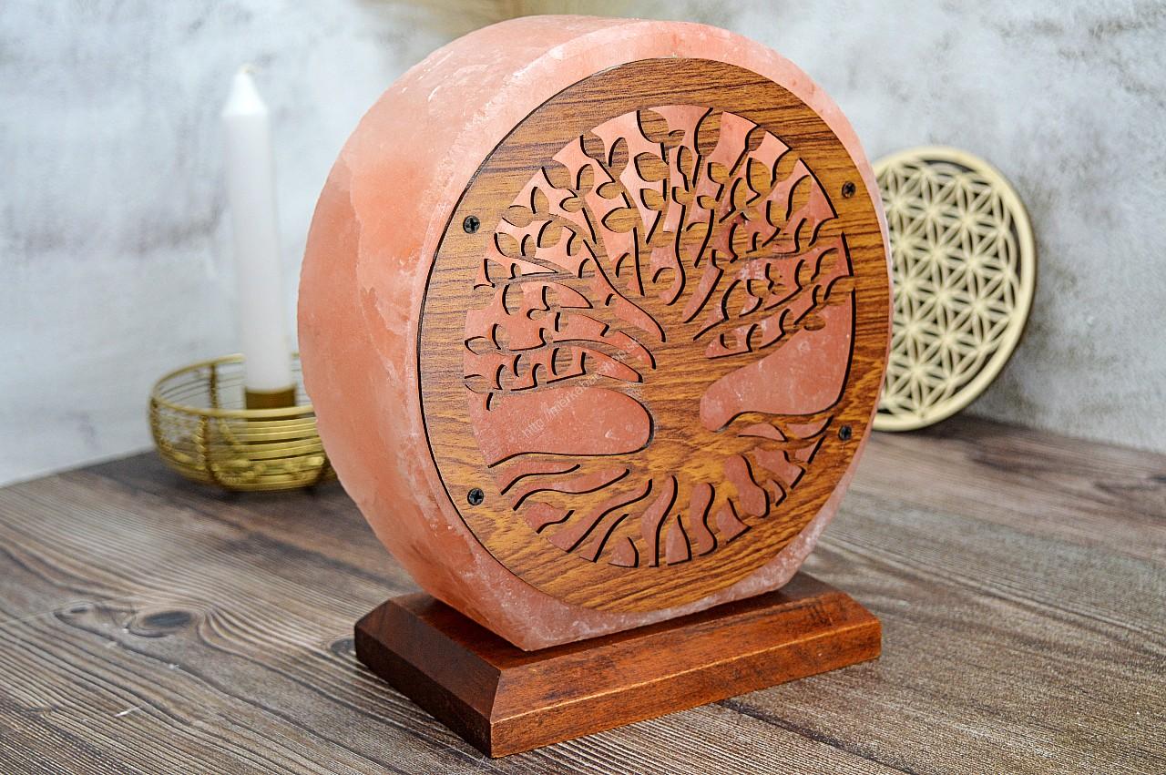 EL. LED lampa z Himalájskej soli # STROM ŽIVOTA - Akáciové drevo 5 kg – Obrázok 4