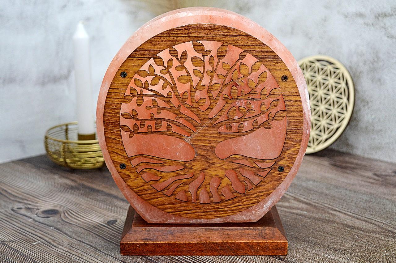 EL. LED lampa z Himalájskej soli # STROM ŽIVOTA - Akáciové drevo 5 kg – Obrázok 3