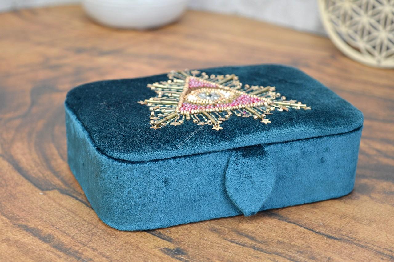 Zamatová Šperkovnica BOŽIE OKO podšité na Šperky, Náramky, Kozmetiku, Osobné Kryštály.... – Obrázok 3