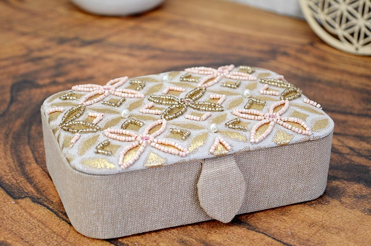 Zamatová Šperkovnica KVET ŽIVOTA podšité na Šperky, Náramky, Kozmetiku, Osobné Kryštály.... – Obrázok 3