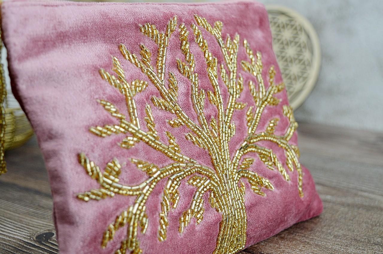 Zamatové vrecko so zipsom STROM ŽIVOTA podšité na Kozmetiku, osobné Kryštály, Karty, Šperky, Náramky ...... – Obrázok 3