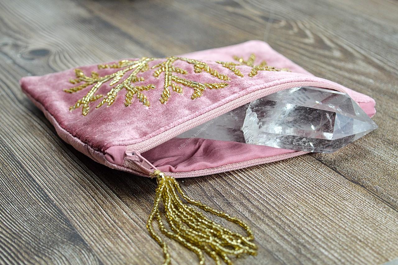 Zamatové vrecko so zipsom STROM ŽIVOTA podšité na Kozmetiku, osobné Kryštály, Karty, Šperky, Náramky ...... – Obrázok 6