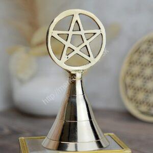 Zlatý rituálny mosadzný zvonček - Pentagram