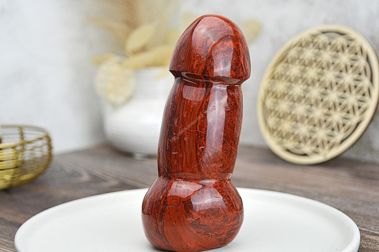Yoni masážny falus JASPIS ČERVENÝ/BREKCIA 14 cm – Obrázok 3