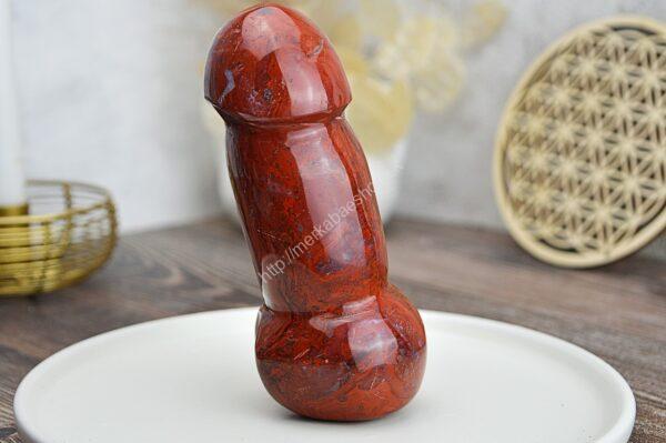 Yoni masážny falus JASPIS ČERVENÝ/BREKCIA 14 cm - Image 2