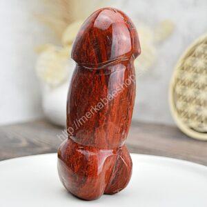 Yoni masážny falus JASPIS ČERVENÝ/BREKCIA 14 cm