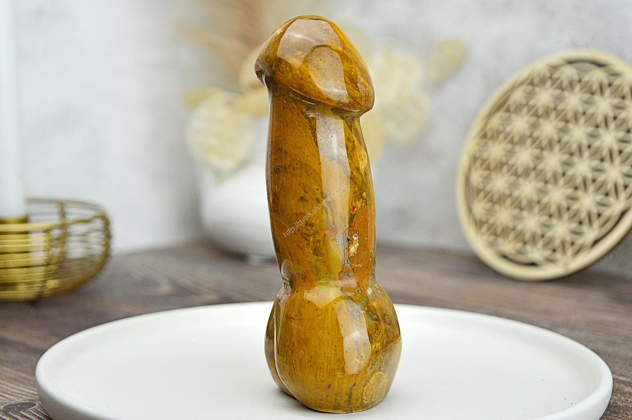 Yoni masážny falus JASPIS OCEÁN 13 cm – Obrázok 3