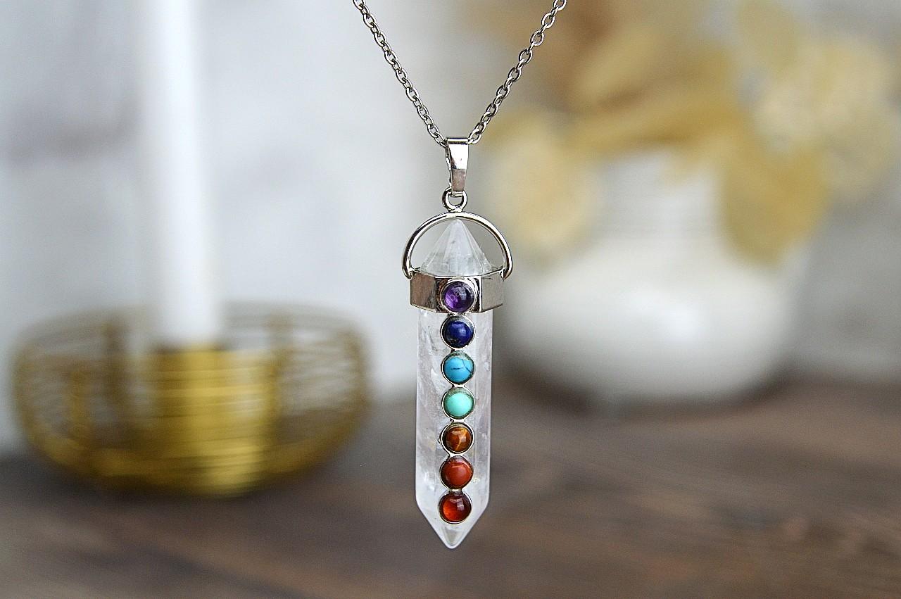 Čakrový Amulet obojstranný obelisk KRIŠTÁĽ - Harmónia čakier