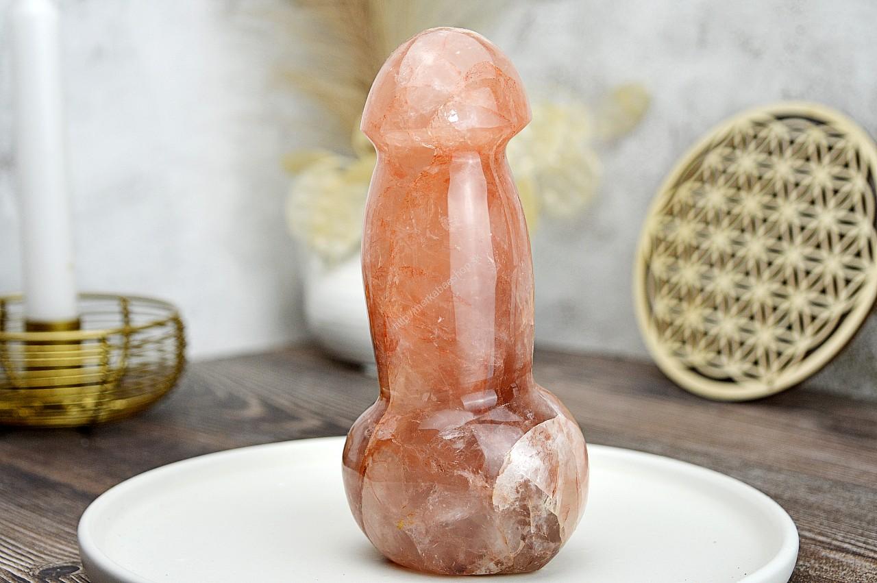 Yoni masážny falus KRIŠTÁĽ s HEMATITOM / HEMATOIT 15,5cm