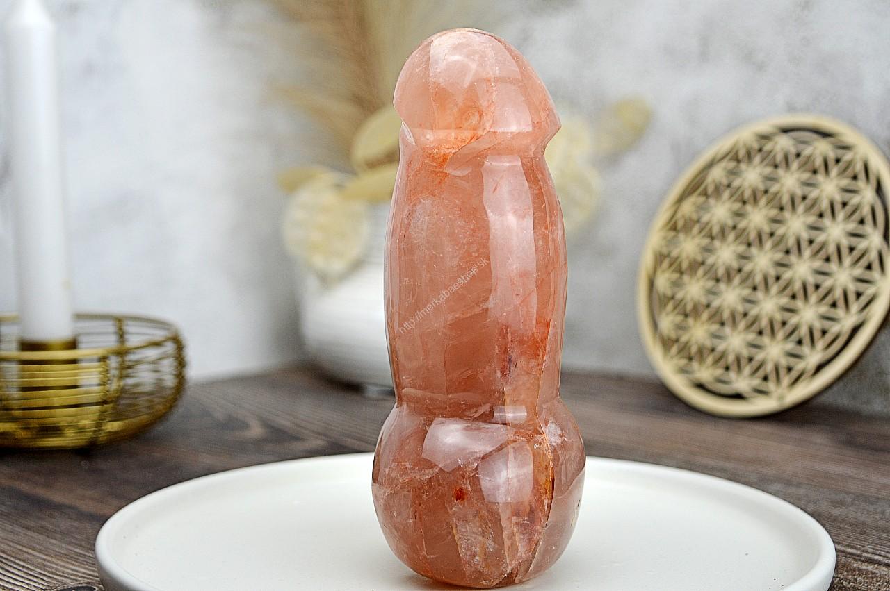 Yoni masážny falus KRIŠTÁĽ s HEMATITOM / HEMATOIT 15,5cm – Obrázok 3