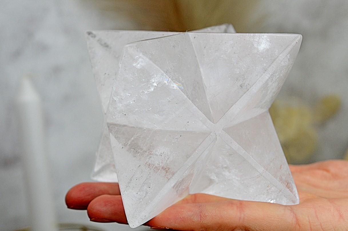 MERKABA z Brazilského KRIŠTÁĽU s Dúhami 13cm / 0,77 kg – Obrázok 3