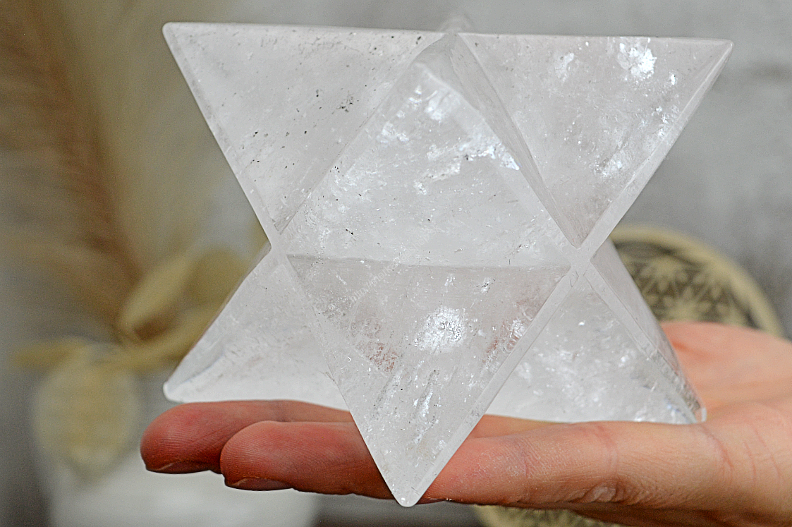 MERKABA z Brazilského KRIŠTÁĽU s Dúhami 13cm / 0,77 kg – Obrázok 4