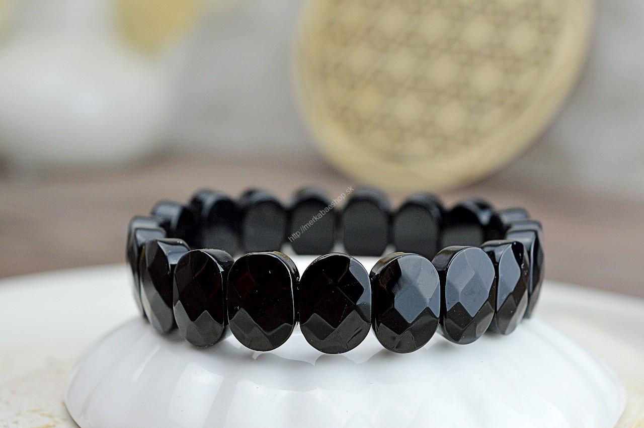 Náramok OBSIDIÁN ČIERNY #F - Ochrana, Prijatie, Uzemnenie, Očista, Obnovenie energie čakier – Obrázok 2