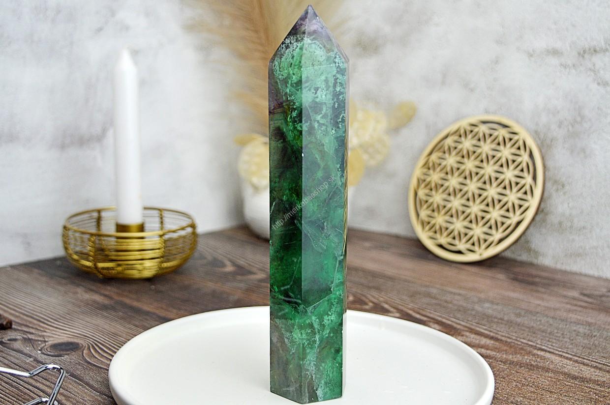 Generátor/ obelisk FLUORIT DÚHOVÝ #6 Jasná myseľ, Sústredenie, Božskosť - 20,5cm – Obrázok 3