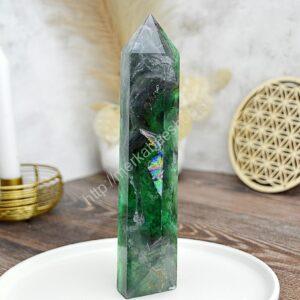 Generátor/ obelisk FLUORIT DÚHOVÝ #6 Jasná myseľ, Sústredenie, Božskosť - 20,5cm