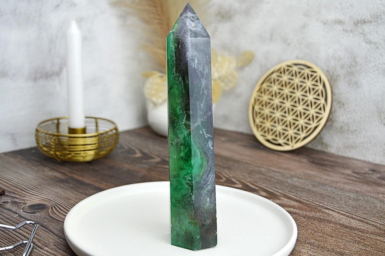 Generátor/ obelisk FLUORIT DÚHOVÝ #6 Jasná myseľ, Sústredenie, Božskosť - 20,5cm – Obrázok 4