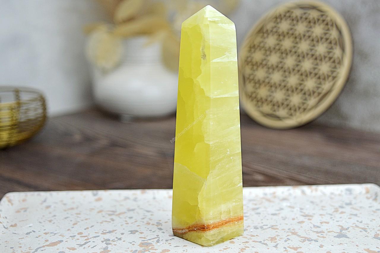 Obelisk KALCIT Lemon #4 - Radosť, Jasnosť mysle, Hojnosť, Harmonizácia emócií, Sila