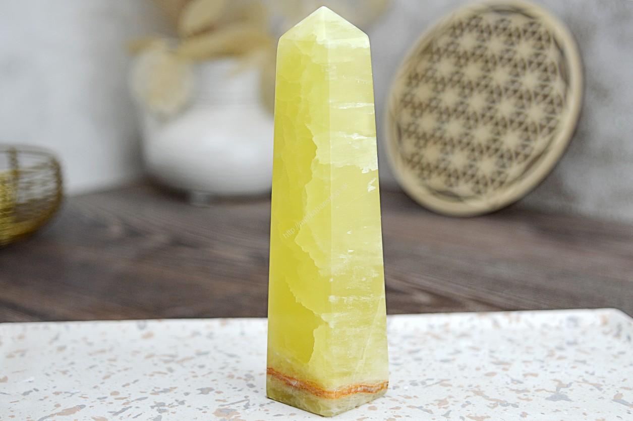 Obelisk  KALCIT Lemon #4 - Radosť, Jasnosť mysle, Hojnosť, Harmonizácia emócií, Sila