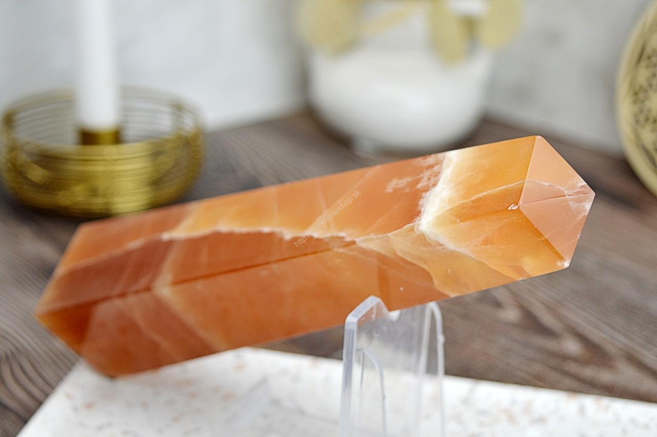 Obelisk KALCIT Medový #1 - Sebaistota, Odvaha, Očista, Anjeli, Radosť 21cm – Obrázok 3