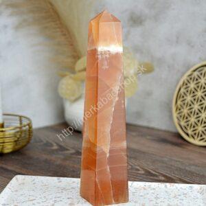 Obelisk  KALCIT Medový #1 - Sebaistota, Odvaha, Očista, Anjeli, Radosť 21cm