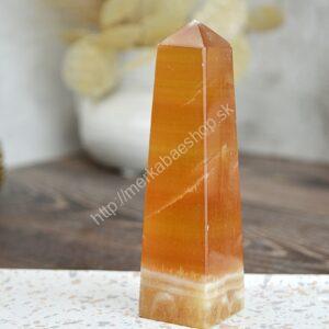 Obelisk  KALCIT Medový #2 - Sebaistota, Odvaha, Očista, Anjeli, Radosť