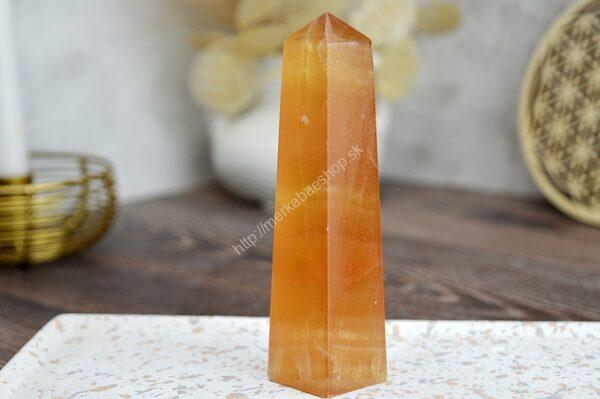 Obelisk  KALCIT Medový #3 - Sebaistota, Odvaha, Očista, Anjeli, Radosť