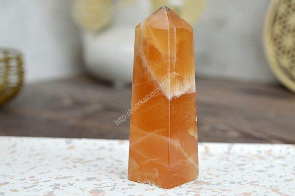 Obelisk  KALCIT Medový #4 - Sebaistota, Odvaha, Očista, Anjeli, Radosť