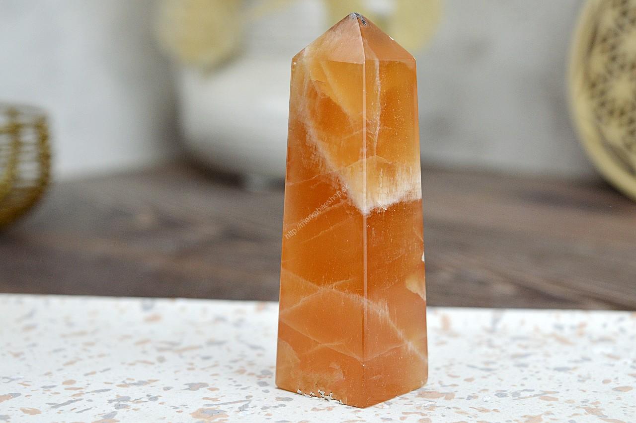 Obelisk KALCIT Medový #4 - Sebaistota, Odvaha, Očista, Anjeli, Radosť