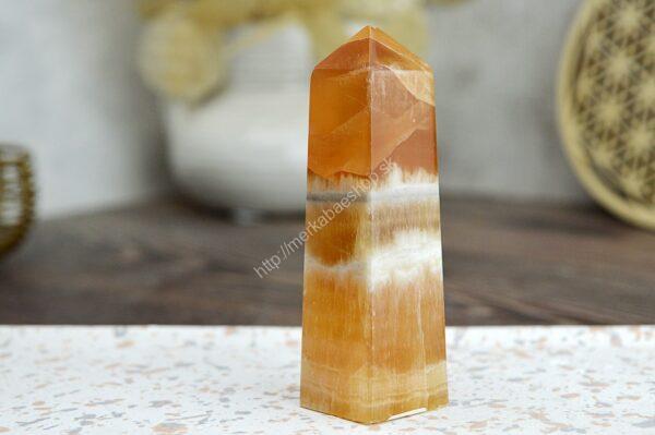 Obelisk  KALCIT Medový #5 - Sebaistota, Odvaha, Očista, Anjeli, Radosť