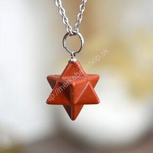 prívesok Merkaba JASPIS ČERVENÝ +kožka- Ochrana, Psychická stabilita, Životná Energia , Sila, Sexuálna Energia