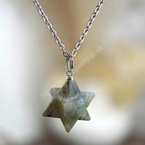 prívesok Merkaba LABRADORIT + kožka-Intuícia, Ochrana, Premena, Napredovanie, Prekonanie prekážok