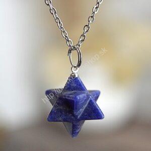 prívesok Merkaba SODALIT + kožka - Ochrana, Komunikácia, Intuícia, Sústredenie, Uvoľnenie uviaznutých emócií