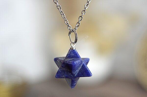 prívesok Merkaba SODALIT + kožka - Ochrana, Komunikácia, Intuícia, Sústredenie, Uvoľnenie uviaznutých emócií