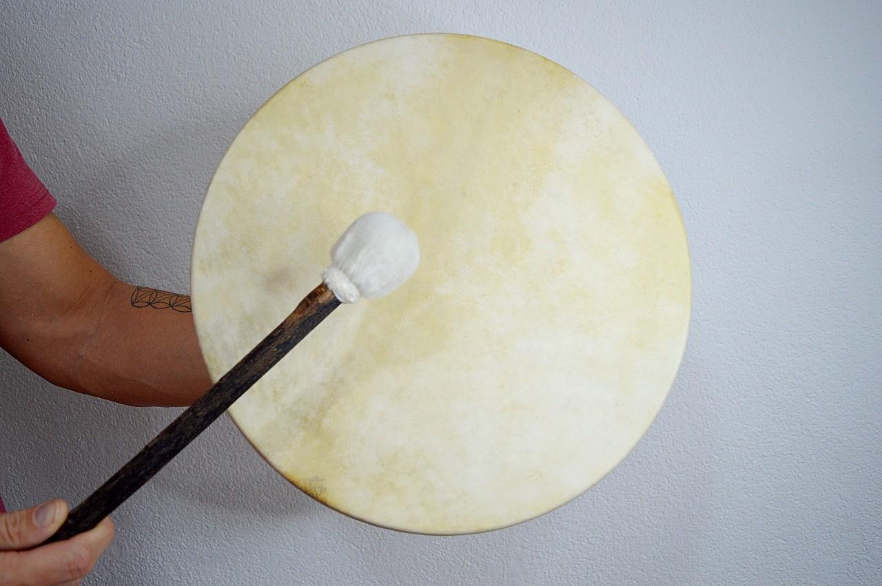 Šamanský BUBON DUCH ORLA - 40 cm- Kozia Koža, Akáciové Drevo - Laditeľný – Obrázok 5