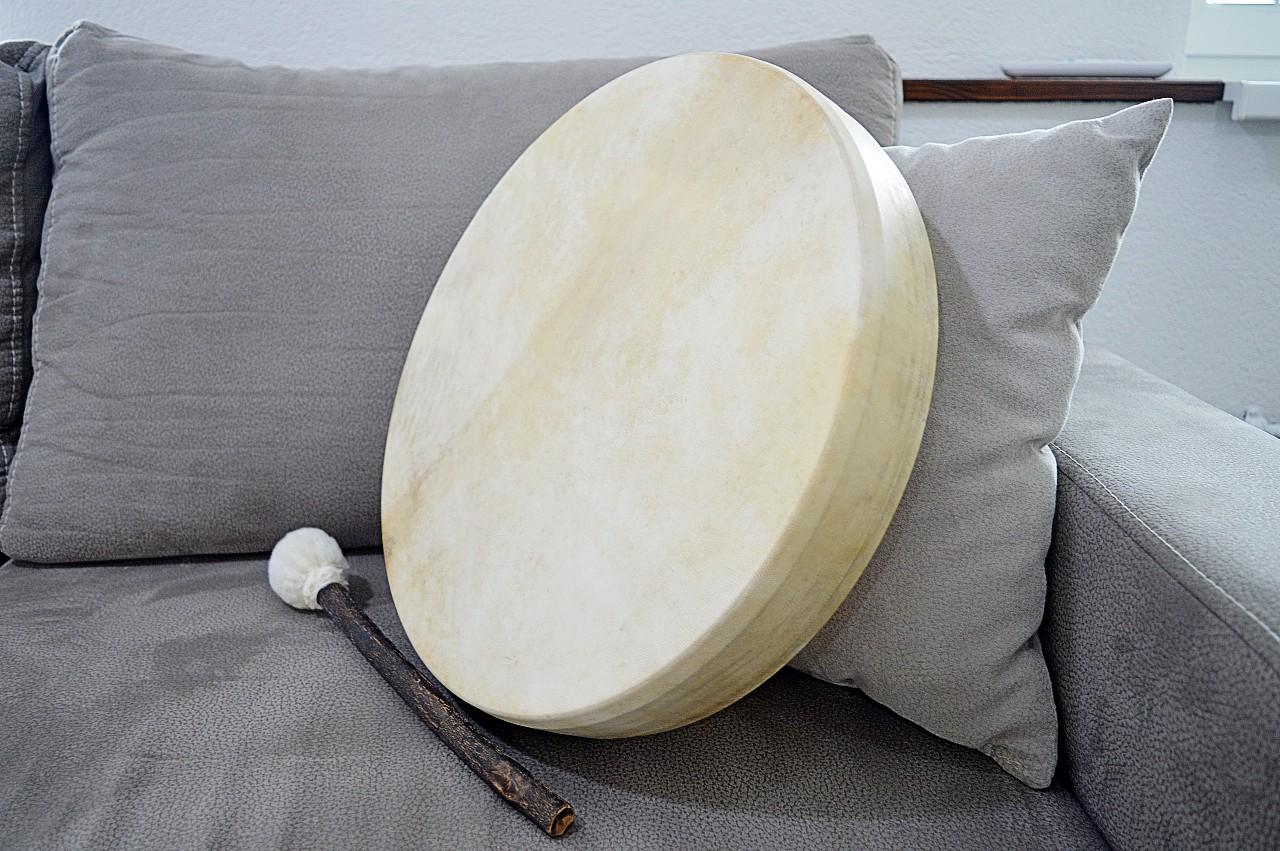 Šamanský BUBON DUCH ORLA - 40 cm- Kozia Koža, Akáciové Drevo - Laditeľný – Obrázok 2