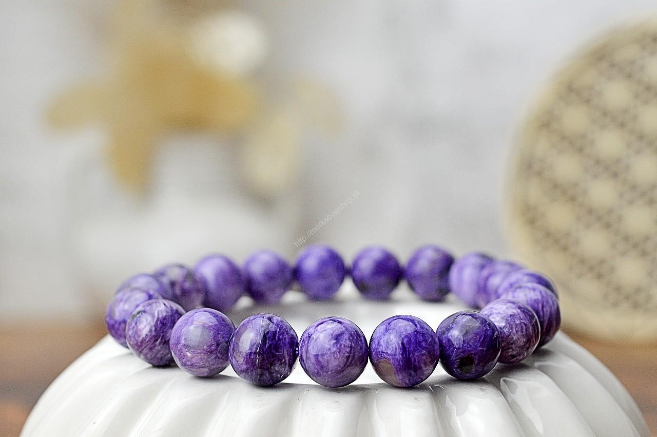 Náramok ČAROIT 10,5mm - Intuícia, Ochrana, Vysoko spirituálna energia, Nadstavenie Hraníc - EXTRA KVALITA