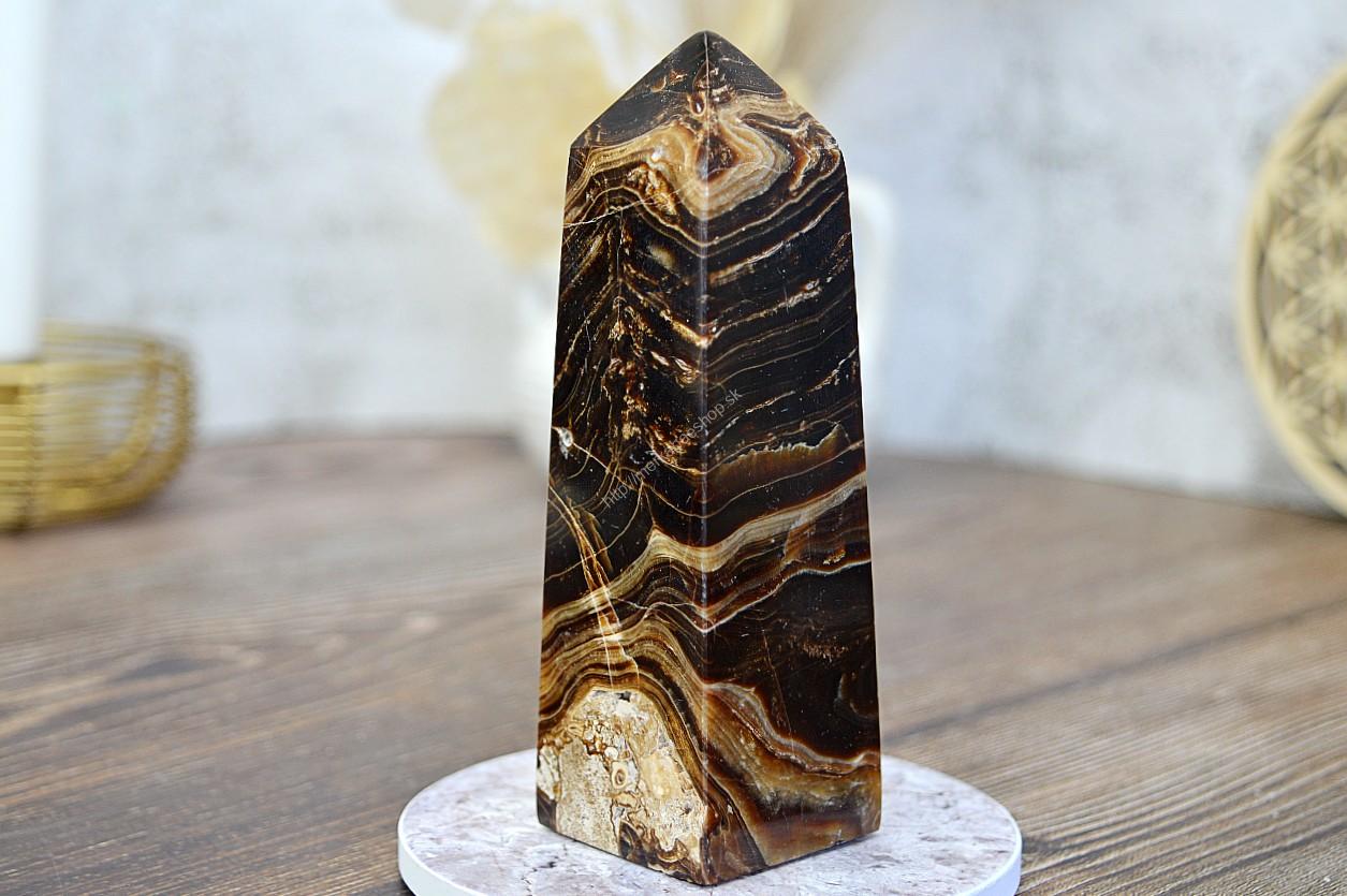 Obelisk  KALCIT ČOKOLÁDOVÝ #2 - Kameň vnútorného pokoja a Uzemnenia