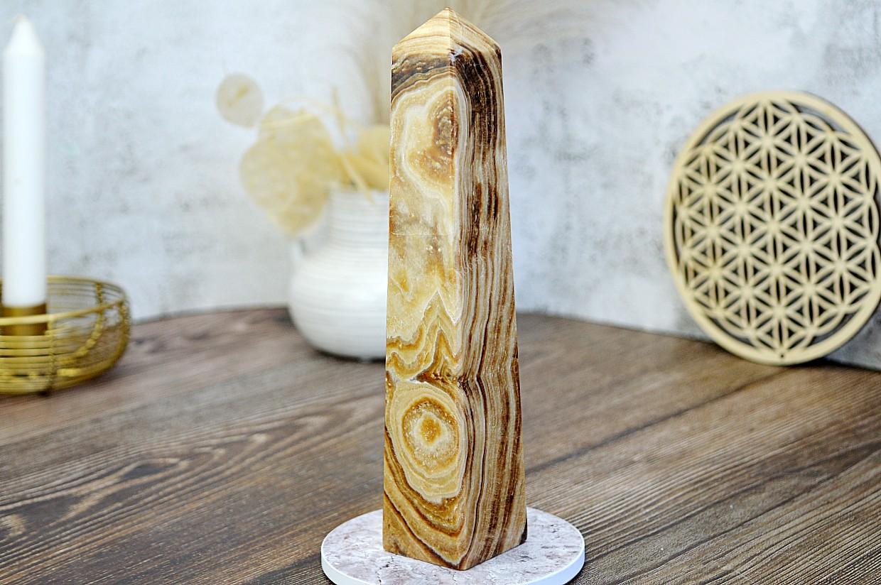 Obelisk  KALCIT ČOKOLÁDOVÝ #1 - Kameň vnútorného pokoja a Uzemnenia