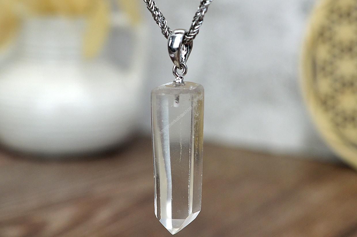 prívesok KRIŠTÁĽ obelisk - Stĺp svetla, osobný energetický kanál #1 + kožka