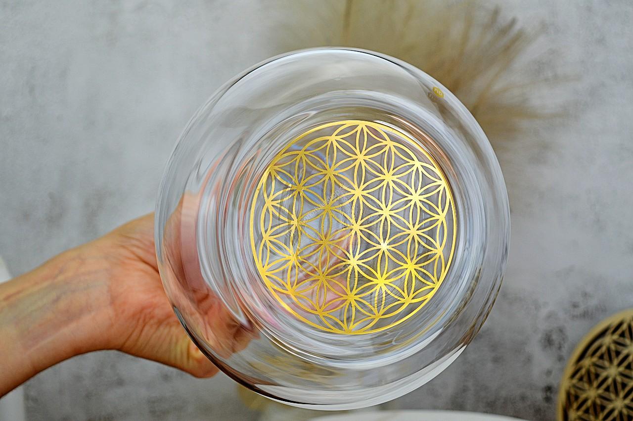 Harmonizačná Karafa + 4 poháre na vodu s 23,8 karátovým ZLATÝM KVETOM ŽIVOTA - Fibonacciho postupnosť 1,3l