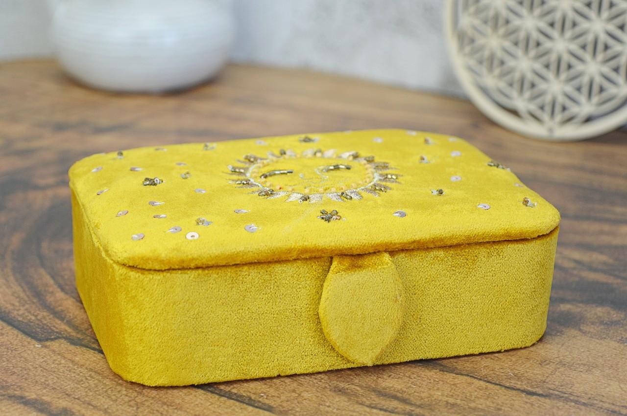 Zamatová Šperkovnica SLNKO podšité na Šperky, Náramky, Kozmetiku, Osobné Kryštály.... – Obrázok 4